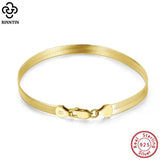 Italian 4.5mm Flat Herringbone Chain Bracelet 18K Plated 925 Sterling Silver