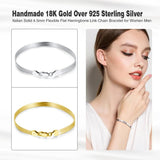 Italian 4.5mm Flat Herringbone Chain Bracelet 18K Plated 925 Sterling Silver