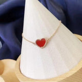 925 Silver Red Chalcedony Love Rose Bracelet for Her
