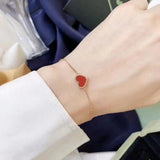 925 Silver Red Chalcedony Love Rose Bracelet for Her