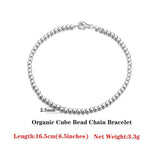 18K Plated 925 Sterling Silver Organic Cube Bead Chain Bracelet