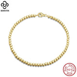 18K Plated 925 Sterling Silver Organic Cube Bead Chain Bracelet