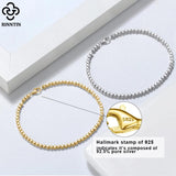 18K Plated 925 Sterling Silver Organic Cube Bead Chain Bracelet