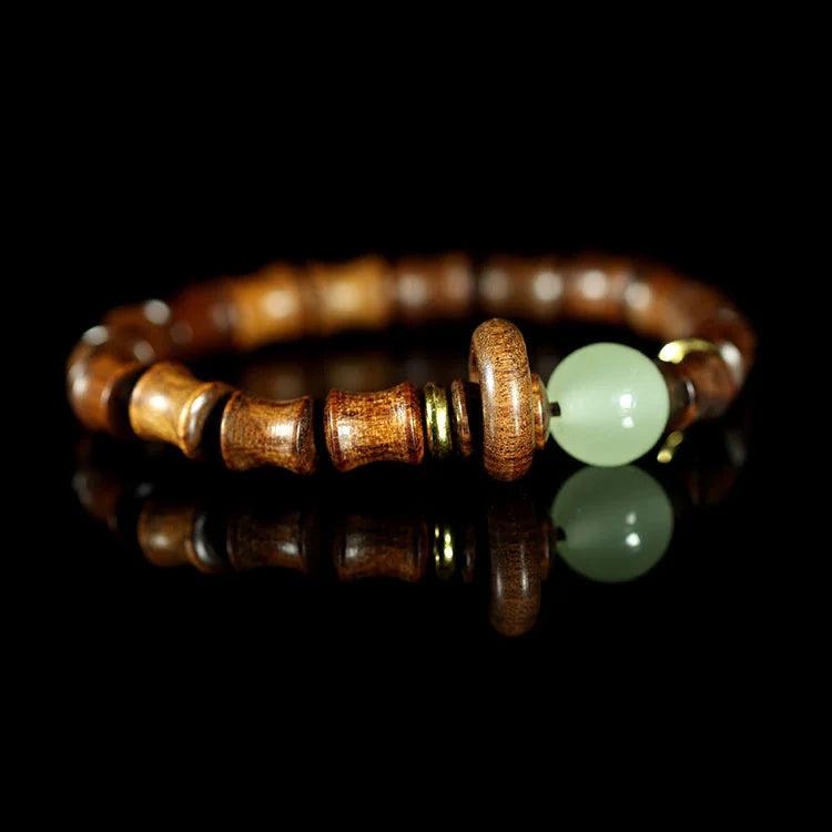 Green Sandalwood Bamboo Knot Hand String Luck Beads