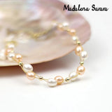 7-8mm Freshwater Pearl Bracelet Purple Pink Rice Shape Pearl Women Bracelet