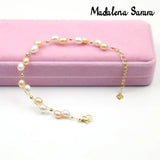 7-8mm Freshwater Pearl Bracelet Purple Pink Rice Shape Pearl Women Bracelet