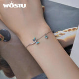 925 Silver Dragonfly Bracelet Blue-Green Enamel Women's Jewelry