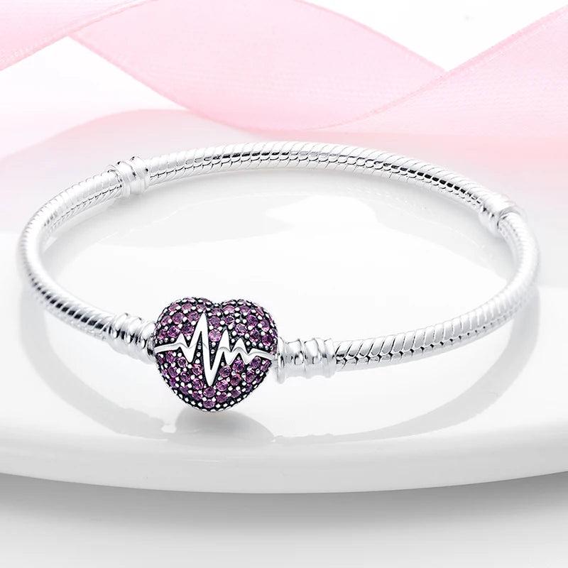 925 Sterling Silver Heart Bracelet for DIY Jewelry Gift