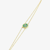 925 Silver Green Zircon Charm Bracelet Double Layer Chain Stackable Jewelry