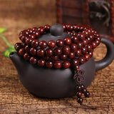 Red Sandalwood Bracelet with 108 Buddha Beads and Rosary Beads