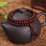 Red Sandalwood Bracelet with 108 Buddha Beads and Rosary Beads