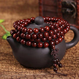 Red Sandalwood Bracelet with 108 Buddha Beads and Rosary Beads