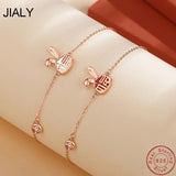 Fine S925 Sterling Silver CZ Rabbit Bracelet for Women