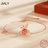 Fine S925 Sterling Silver CZ Rabbit Bracelet for Women