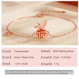 Fine S925 Sterling Silver CZ Rabbit Bracelet for Women