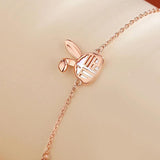 Fine S925 Sterling Silver CZ Rabbit Bracelet for Women