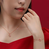 Fine S925 Sterling Silver CZ Rabbit Bracelet for Women