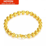 24k Yellow Bracelet Round Beads 4mm-9mm Ball Birthday