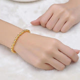 24k Yellow Bracelet Round Beads 4mm-9mm Ball Birthday