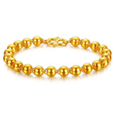24k Yellow Bracelet Round Beads 4mm-9mm Ball Birthday