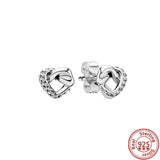 925 Silver Heart Arrow Feather CZ Earrings for Women