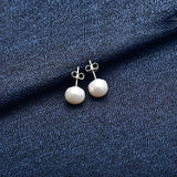 925 Silver Freshwater Pearl Pink Purple Stud Earrings