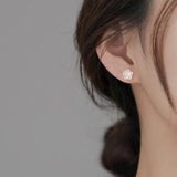 Japanese Charm Rose Stud Earrings 925 Sterling Silver Banquet Jewelry Gift