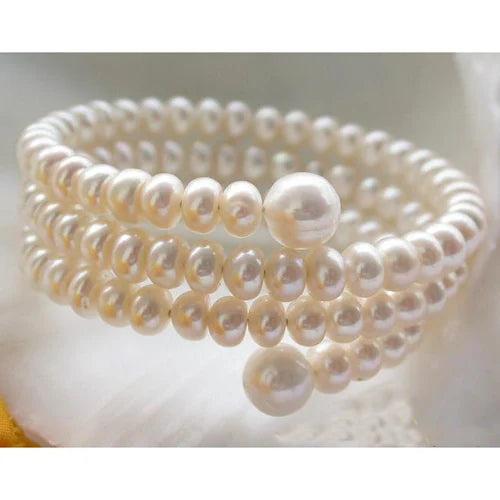 Extendible Round Freshwater Pearl Bracelet Wedding Birthday Gift