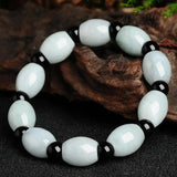 Emerald Jadeite Luck Beads Bracelet Hand-carved Jades Stone Bangles