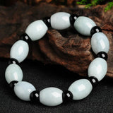 Emerald Jadeite Luck Beads Bracelet Hand-carved Jades Stone Bangles