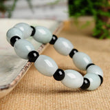 Emerald Jadeite Luck Beads Bracelet Hand-carved Jades Stone Bangles