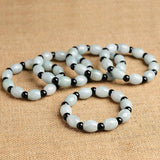 Emerald Jadeite Luck Beads Bracelet Hand-carved Jades Stone Bangles