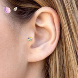 925 Silver Star Stud Earrings Colorful Crystal Five-pointed Earrings