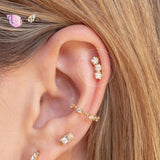 925 Silver Star Stud Earrings Colorful Crystal Five-pointed Earrings