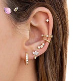 925 Silver Star Stud Earrings Colorful Crystal Five-pointed Earrings