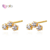925 Silver Star Stud Earrings Colorful Crystal Five-pointed Earrings