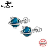 Davis 925 Sterling Silver CZ Planet Stud Earring Wedding Jewelry
