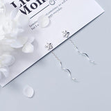 Silver Flower Dangle Drop Earrings 925 Sterling Short Fine Jewelry Women