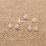 Flower Stud Earrings 925 Sterling Silver Minimalist Jewelry