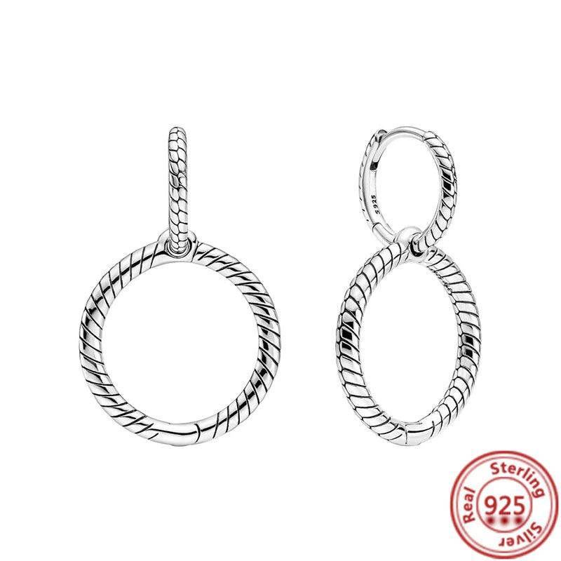 925 Silver Bee Flowers Feather Zircon Heart Earrings