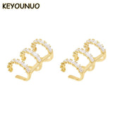 Zircon Ear Cuffs Earrings for Women, CZ Clip-Ons, Party Wedding Jewelry