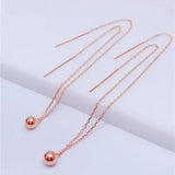 14K Rose Gold Round Bead Chain Ear Line Earrings