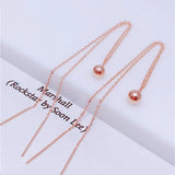 14K Rose Gold Round Bead Chain Ear Line Earrings