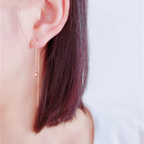 14K Rose Gold Round Bead Chain Ear Line Earrings