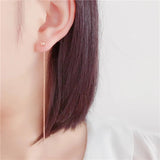 14K Rose Gold Round Bead Chain Ear Line Earrings