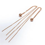 14K Rose Gold Round Bead Chain Ear Line Earrings