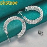 925 Silver 25mm Woven Circular Stud Earrings For Women