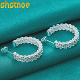 925 Silver 25mm Woven Circular Stud Earrings For Women