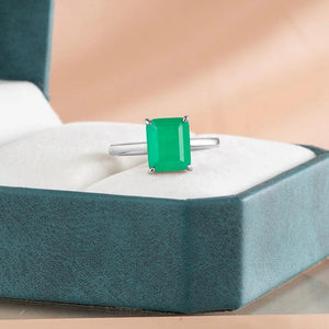 Emerald Gemstone Ring Women 925 Sterling Silver Party Gift