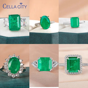 Emerald Gemstone Ring Women 925 Sterling Silver Party Gift